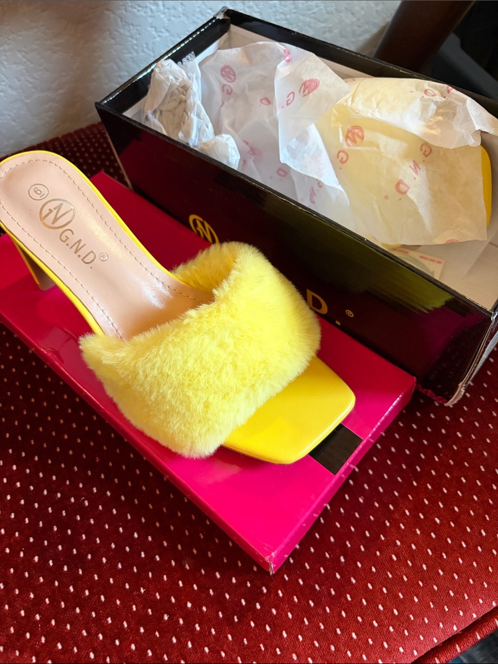 G.N.D Yellow Faux-Fur Slide Mule